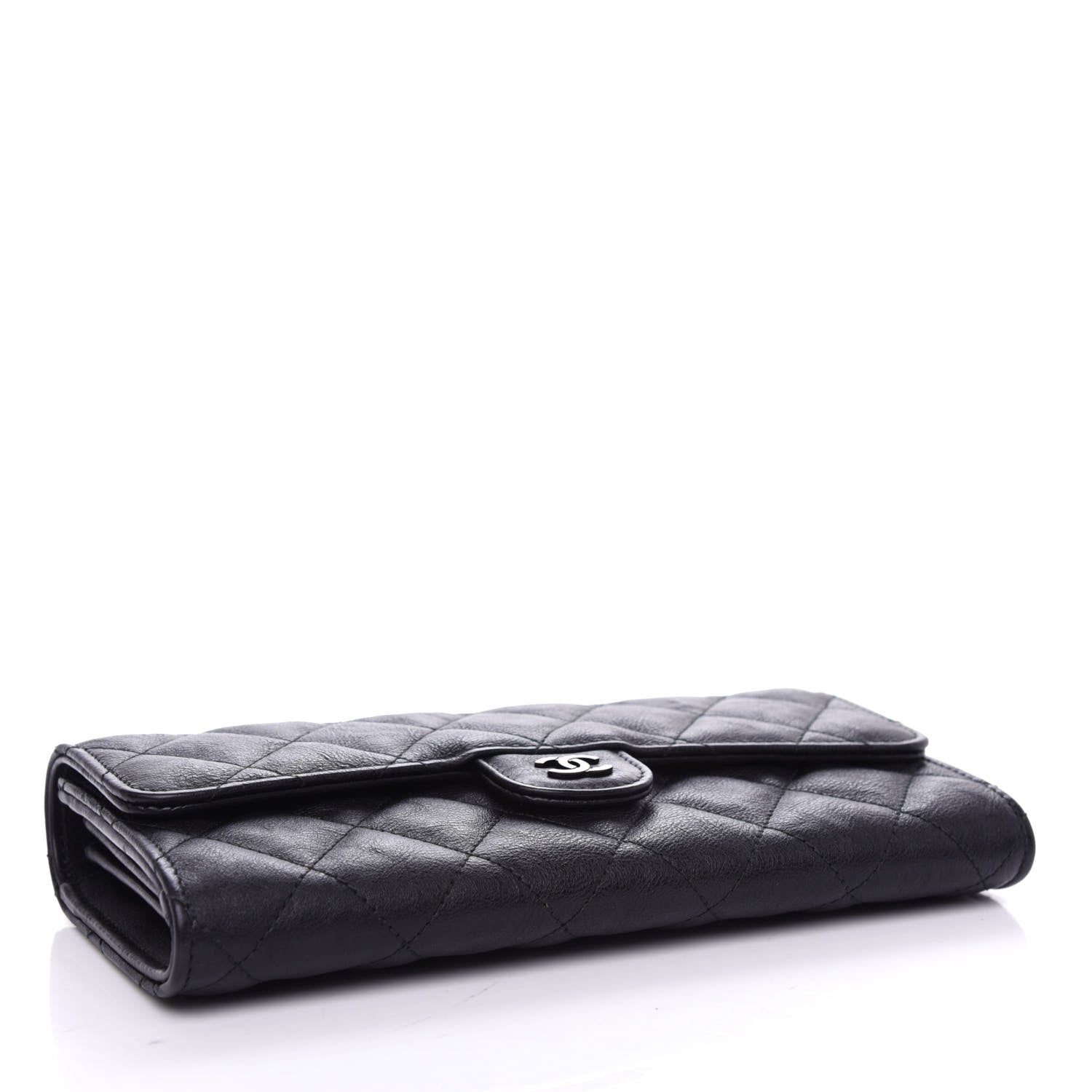 Chanel Crumpled Calfskin Quilted Large Flap Wallet So Black 4 of 8