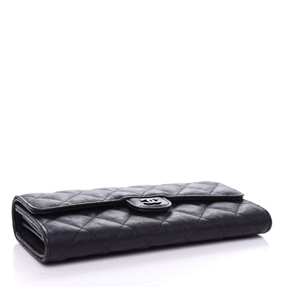Chanel Crumpled Calfskin Quilted Large Flap Wallet So Black 4 of 8