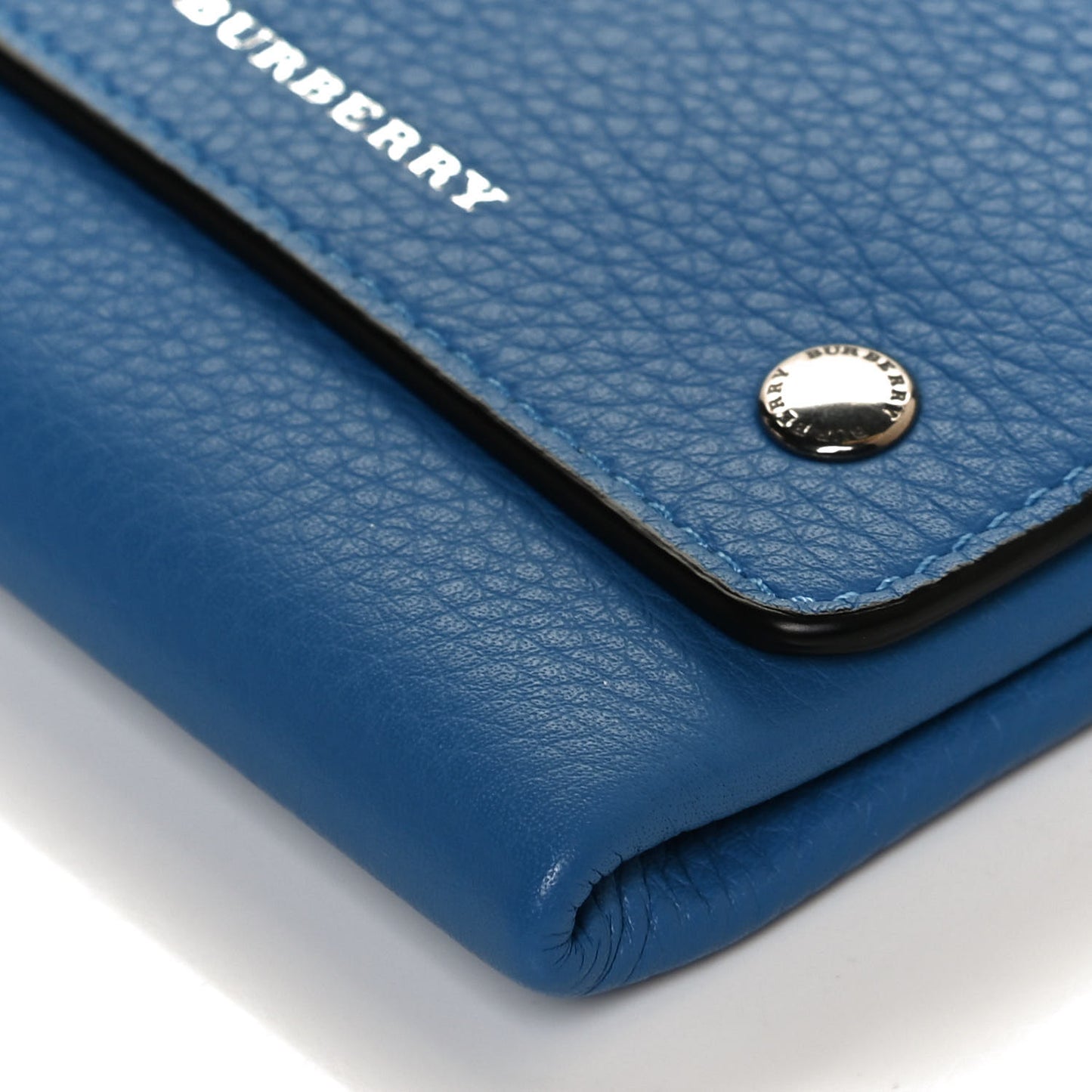Grained Calfskin Tri-Fold Compact Wallet Blue