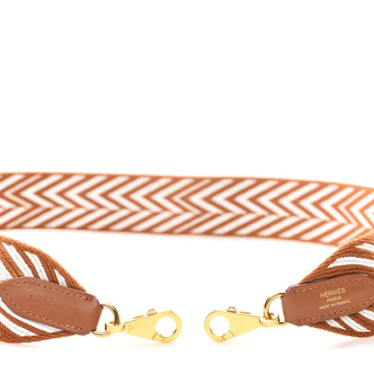 Hermes Toile Swift 50mm Sangle ZigZag Shoulder Strap Gold White 3 of 3