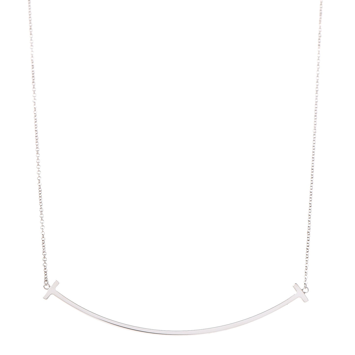 Sterling Silver Large T Smile Pendant Necklace