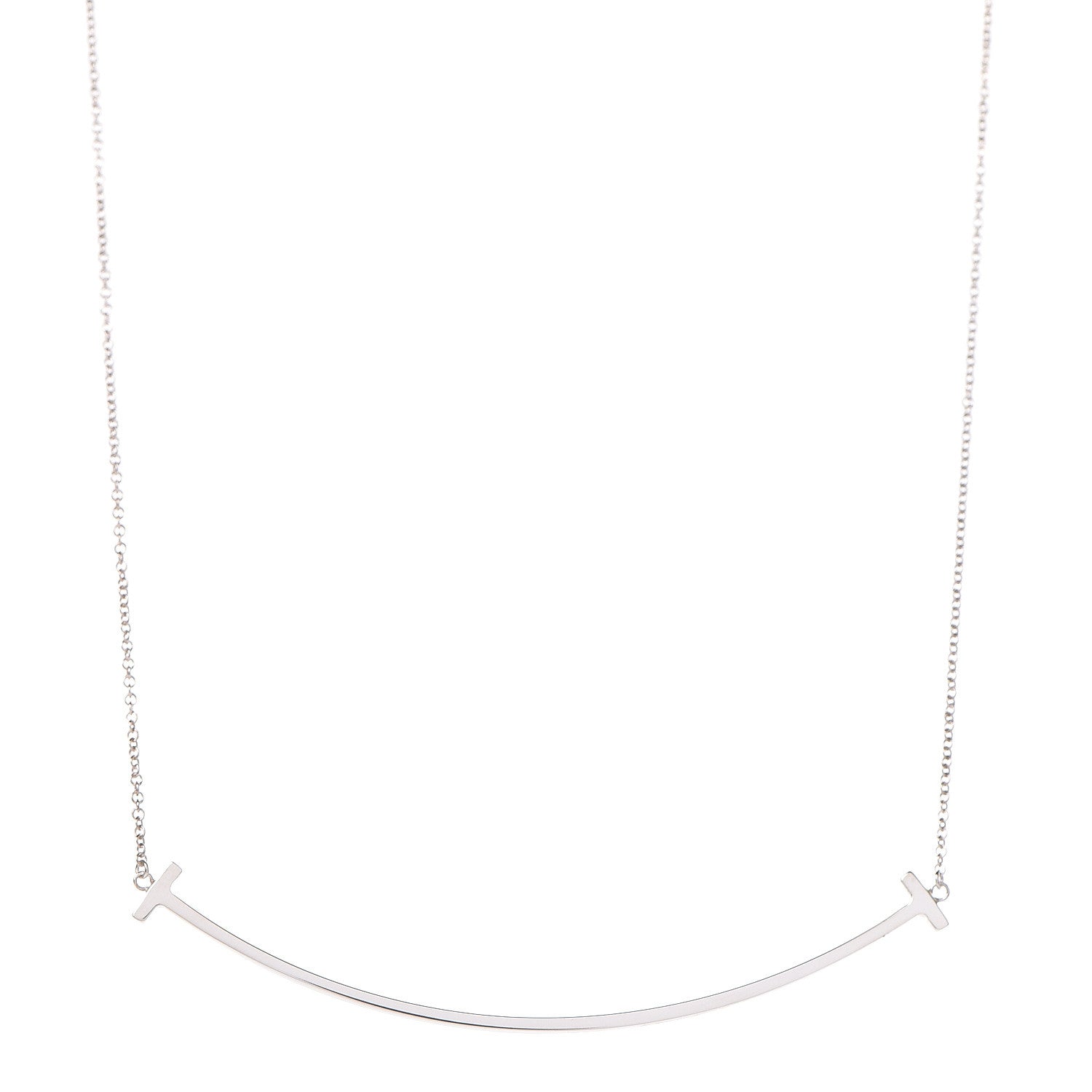 Tiffany Sterling Silver Large T Smile Pendant Necklace 4 of 8