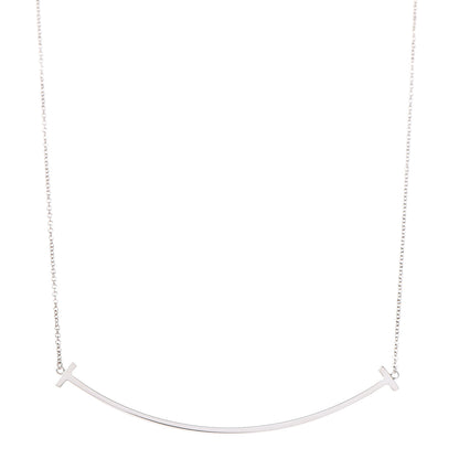 Tiffany Sterling Silver Large T Smile Pendant Necklace 4 of 8