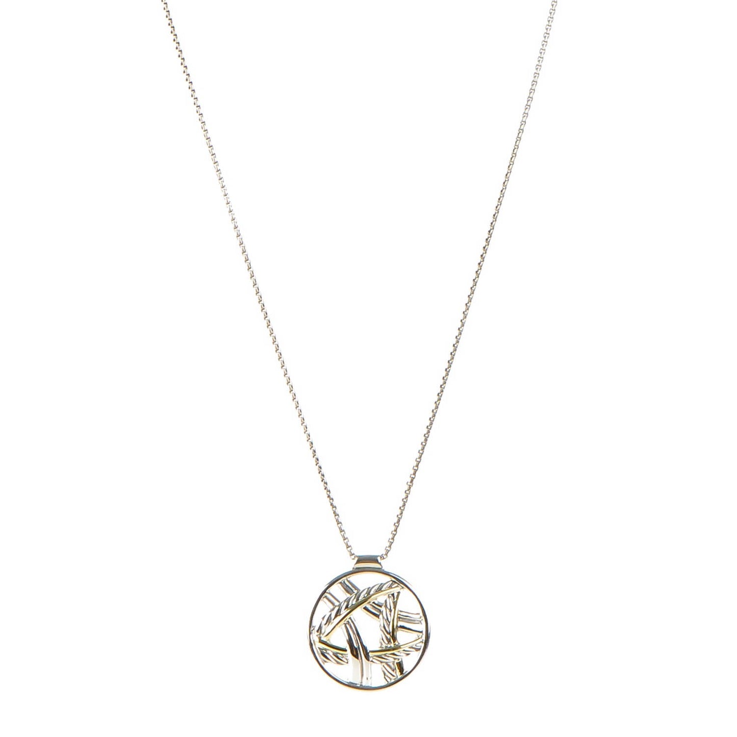 Sterling Silver 18K Yellow Gold Cable Pendant Necklace