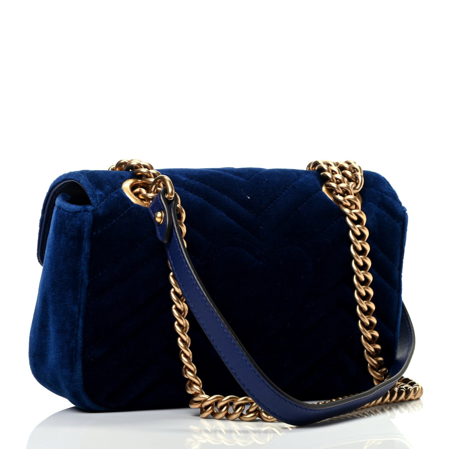 Velvet Matelasse Mini GG Marmont Shoulder Bag Cobalt Blue