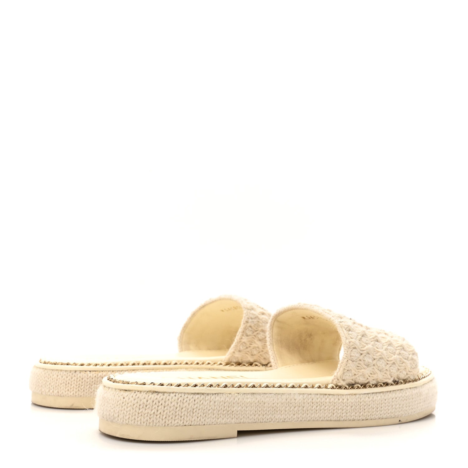 Chanel Wool Alpaca Chain CC Slide Sandals  39 Ivory 5 of 10