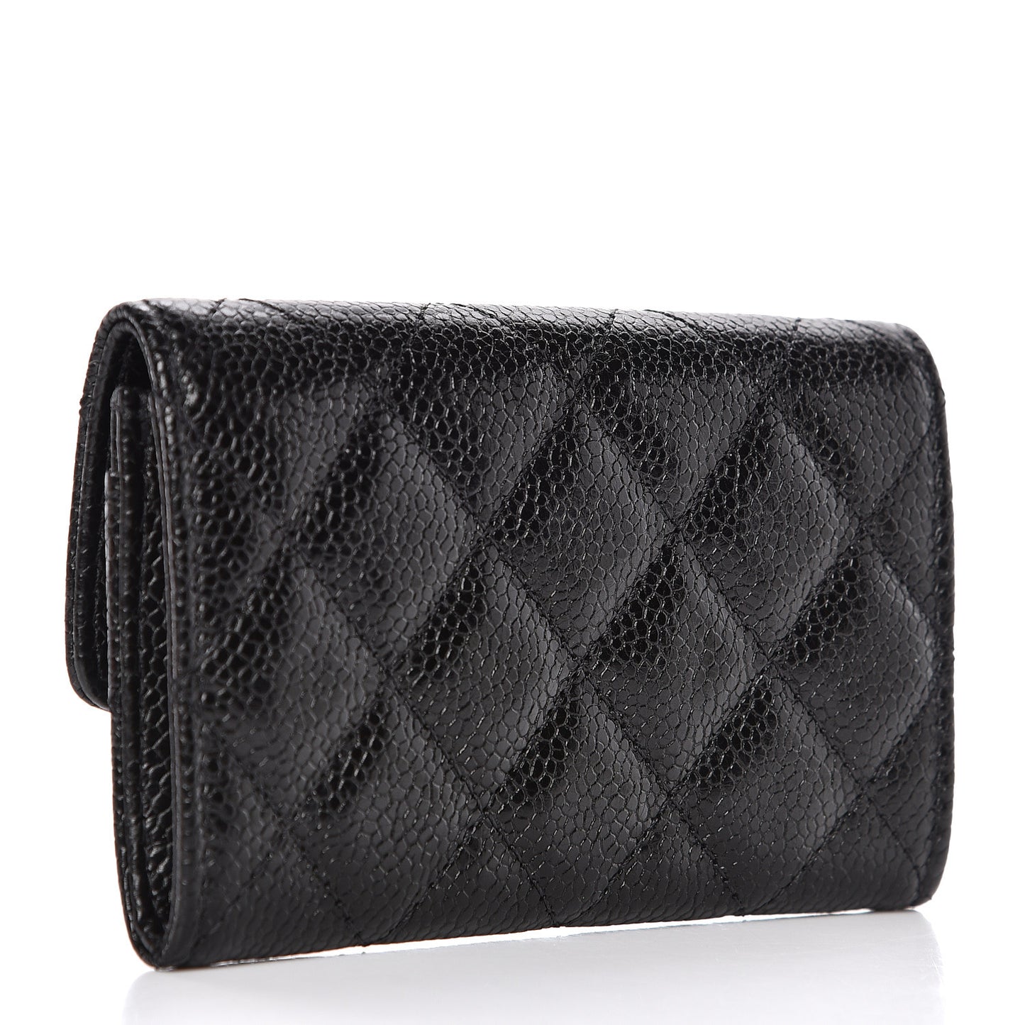 Caviar Quilted Flap Card Holder So Black