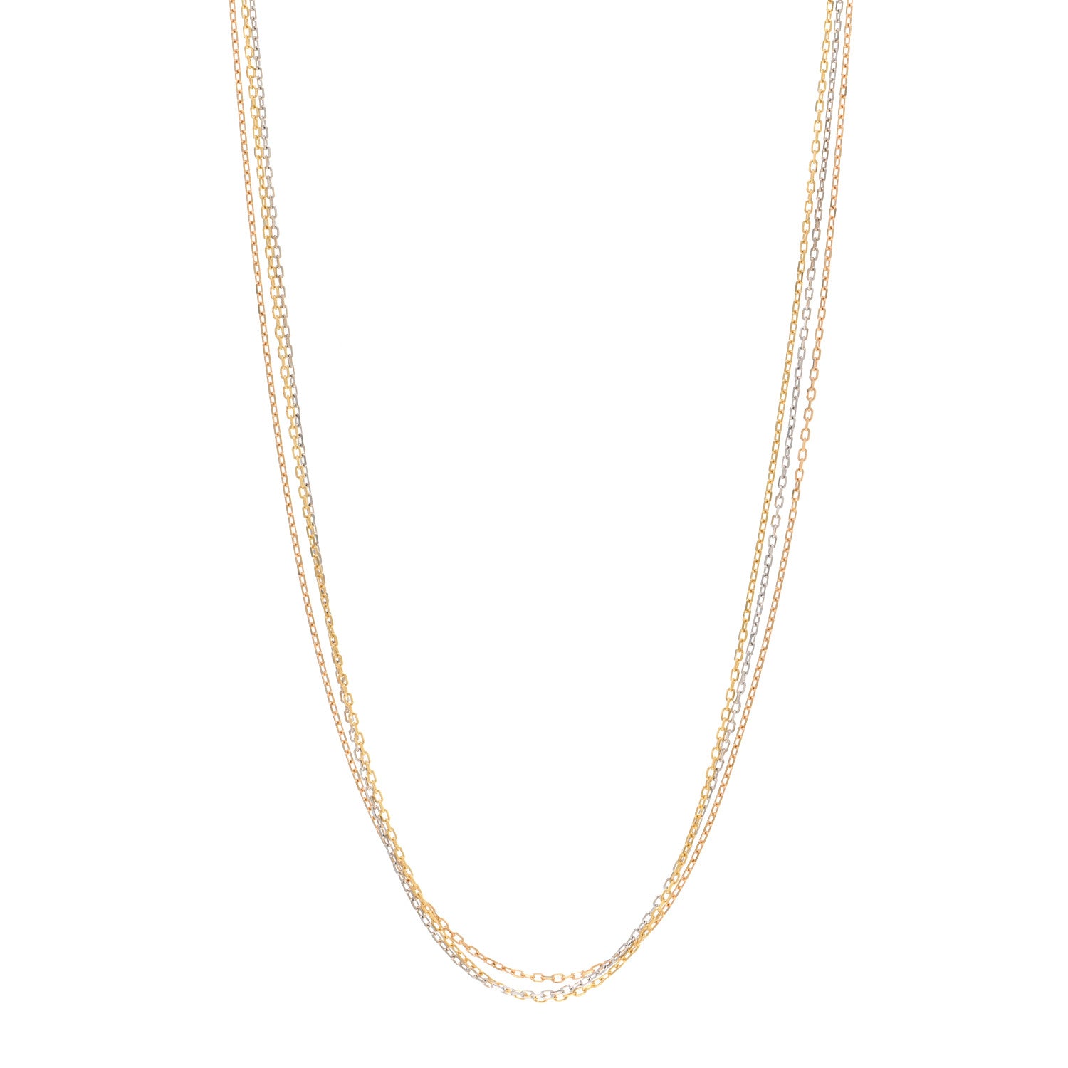 Cartier 18K Pink Yellow White Gold Three Chain Necklace 1 of 4