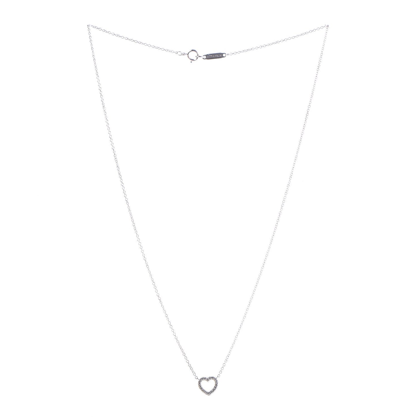 18K White Gold Diamond Metro Heart Pendant Necklace