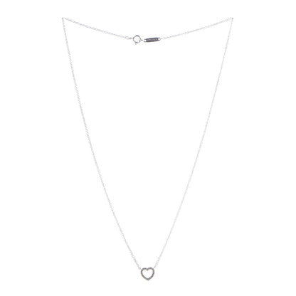 Tiffany 18K White Gold Diamond Metro Heart Pendant Necklace 3 of 8