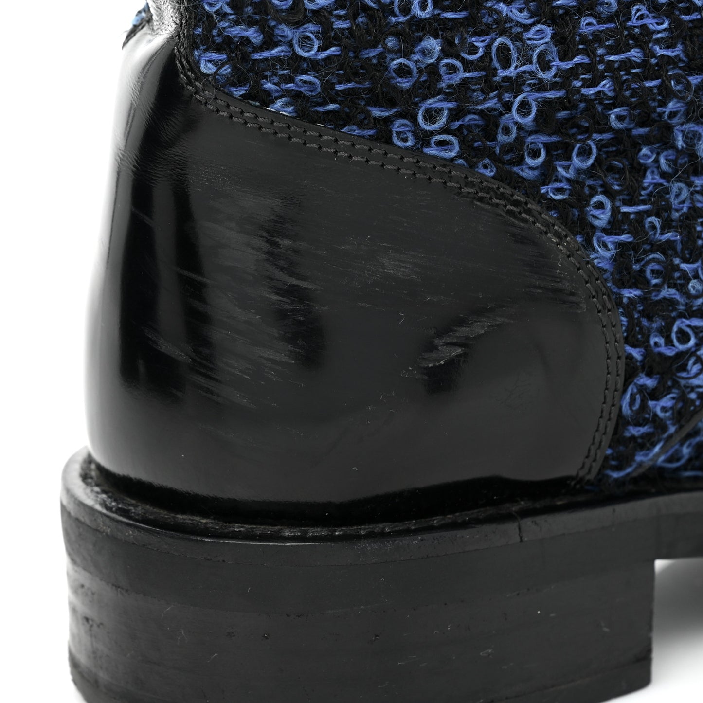 Tweed Calfskin Wonderland Ranger Boots 37.5 Blue Black