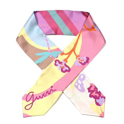 Gucci Silk Twill Flower Print Scarf Fluo Pink 1 of 3
