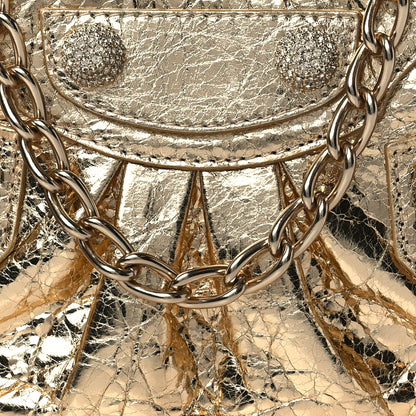 Balenciaga Metallic Arena Agneau Crystal Le Cagole Mini Purse With Chain Light Gold 8 of 10