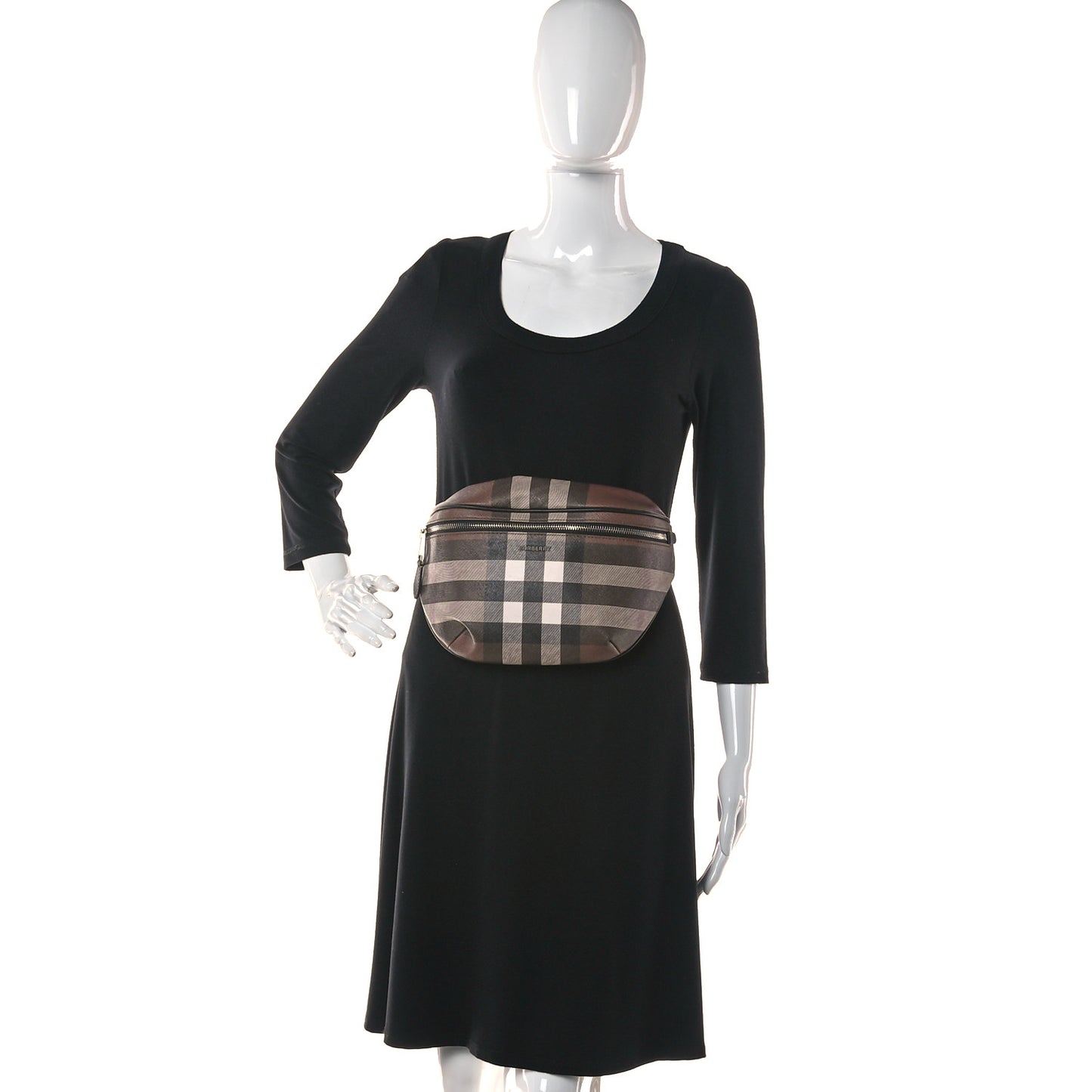 E-canvas Check Bum Bag Dark Birch Brown