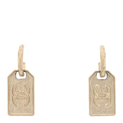 Chanel CC Tag Drop Earrings Gold 1 of 4