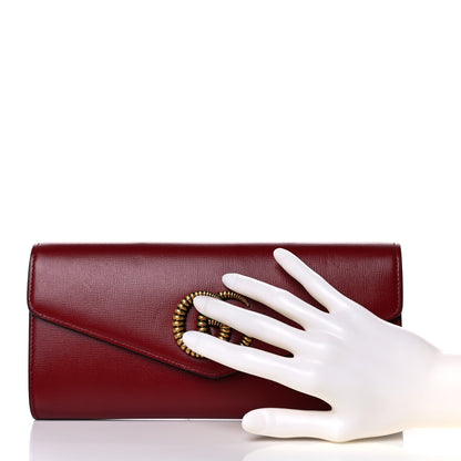 Gucci Textured Calfskin Torchon GG Broadway Envelope Clutch Romantic Cherry 2 of 11