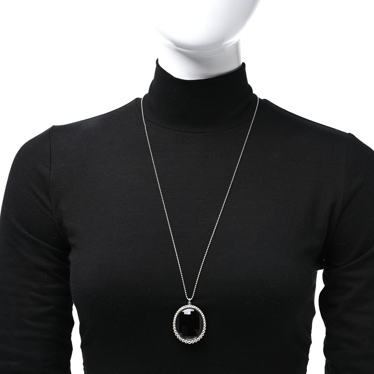Tiffany Sterling Silver Black Onyx Ziegfeld Oval Pendant Necklace 2 of 5