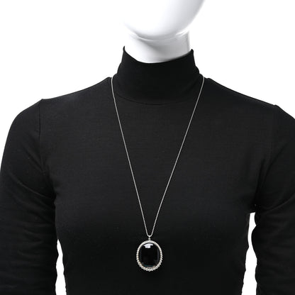 Tiffany Sterling Silver Black Onyx Ziegfeld Oval Pendant Necklace 2 of 5