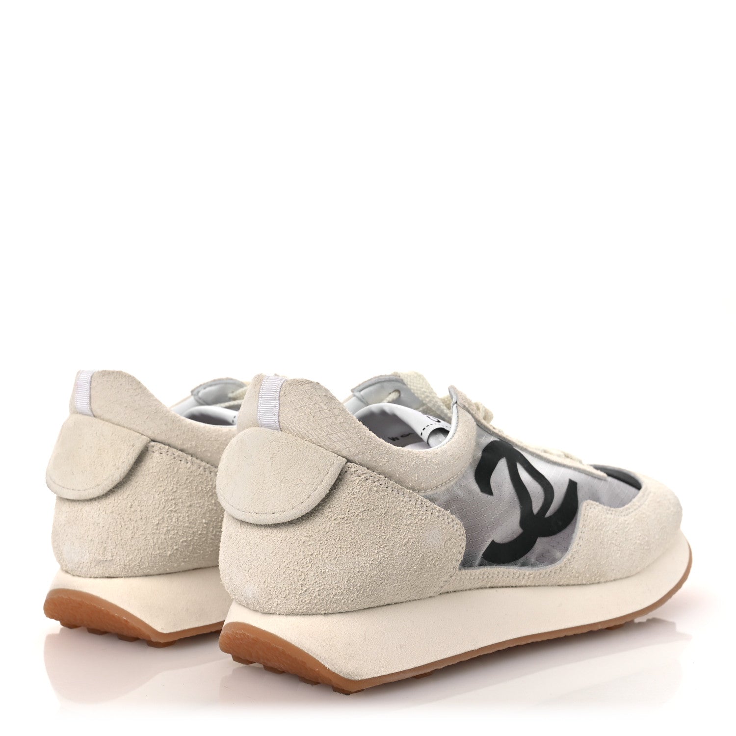 Chanel Suede Mesh Womens CC Sneakers 39 White Black 5 of 11