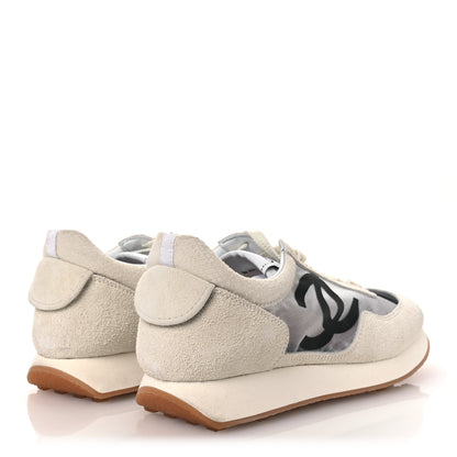 Chanel Suede Mesh Womens CC Sneakers 39 White Black 5 of 11