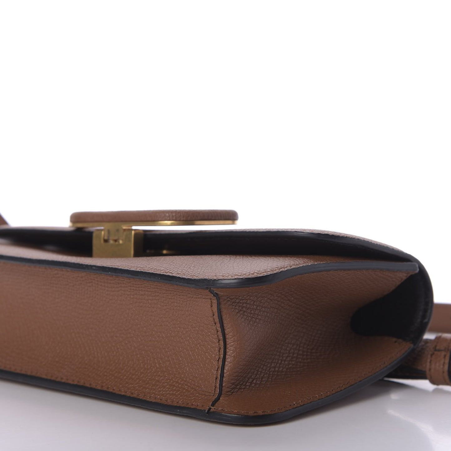 Grainy Calfskin VSling Belt Bag Saddle Brown