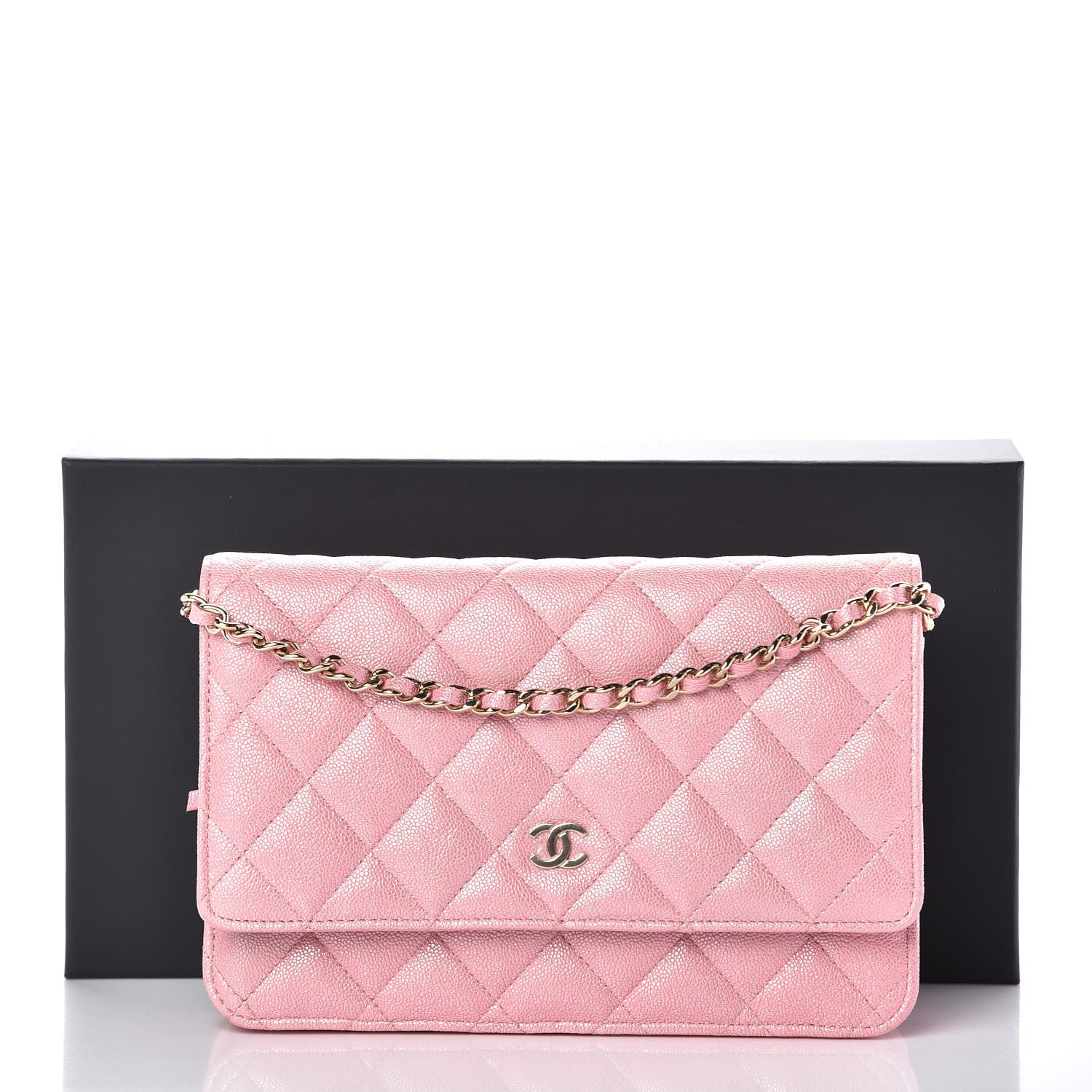 Chanel Iridescent Caviar Quilted Wallet on Chain WOC Rose Pink 10 of 10