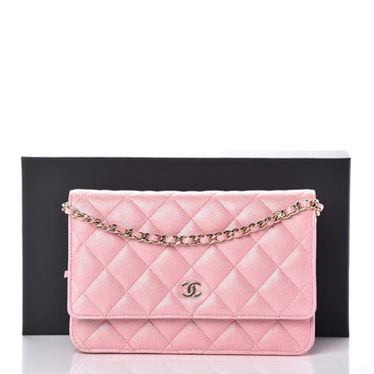 Chanel Iridescent Caviar Quilted Wallet on Chain WOC Rose Pink 10 of 10