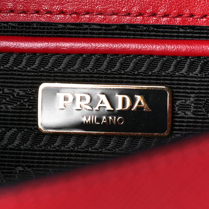 Prada Saffiano Soft Calfskin Metal Triangle Logo Envelope Chain Shoulder Bag Fuoco 5 of 7