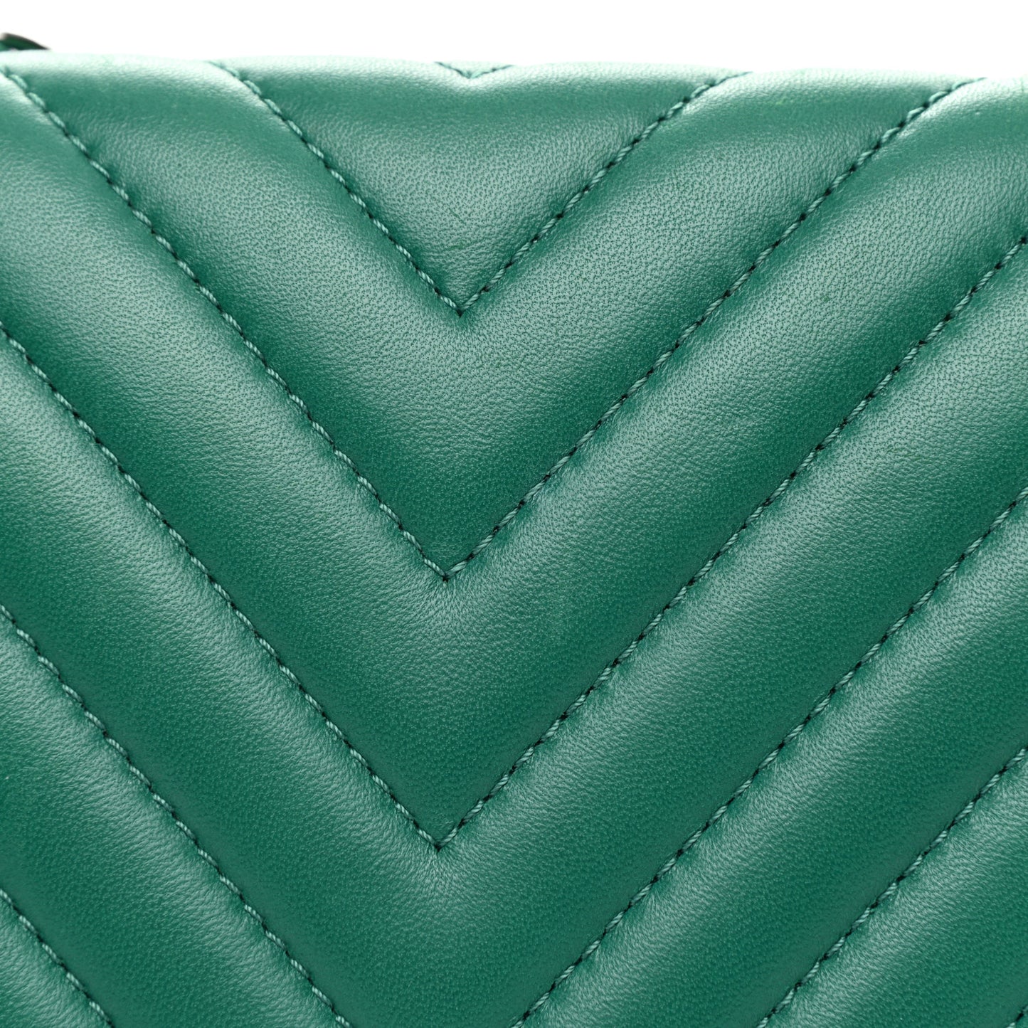 Lambskin Chevron Quilted Maxi Single Flap Green