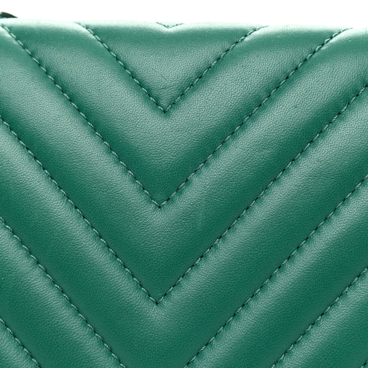Chanel Lambskin Chevron Quilted Maxi Single Flap Green 13 of 15
