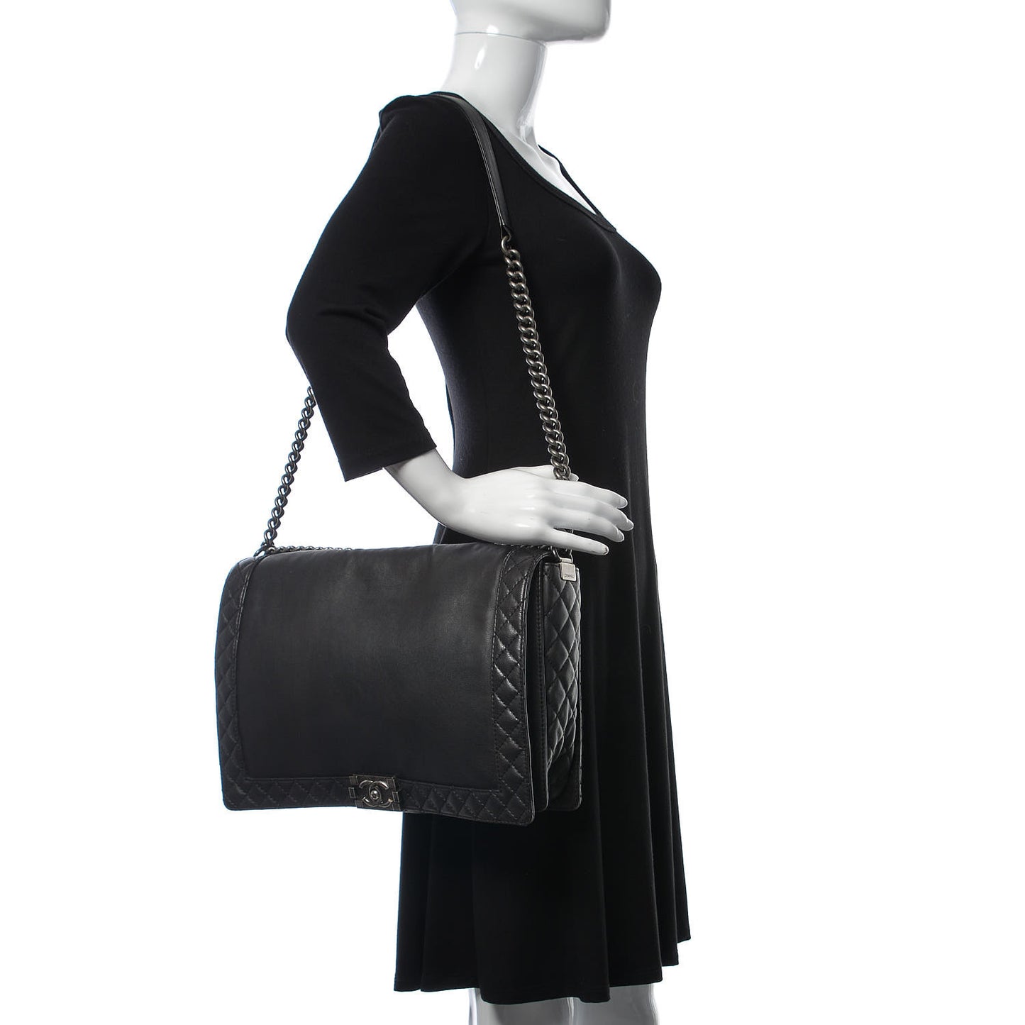 Calfskin Large Boy Reverso Flap Black