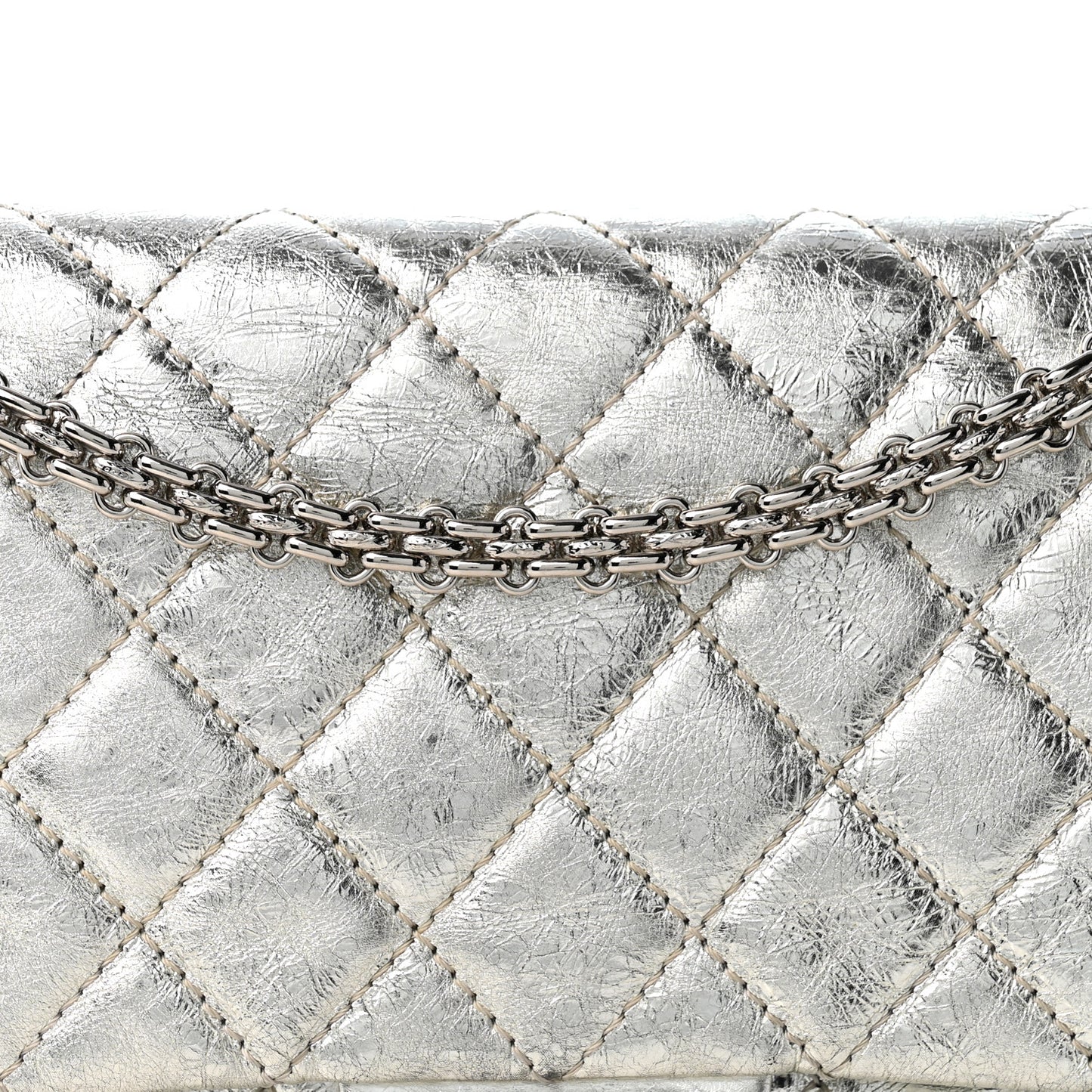Metallic Aged Calfskin Quilted 2.55 Reissue 226 Flap Silver