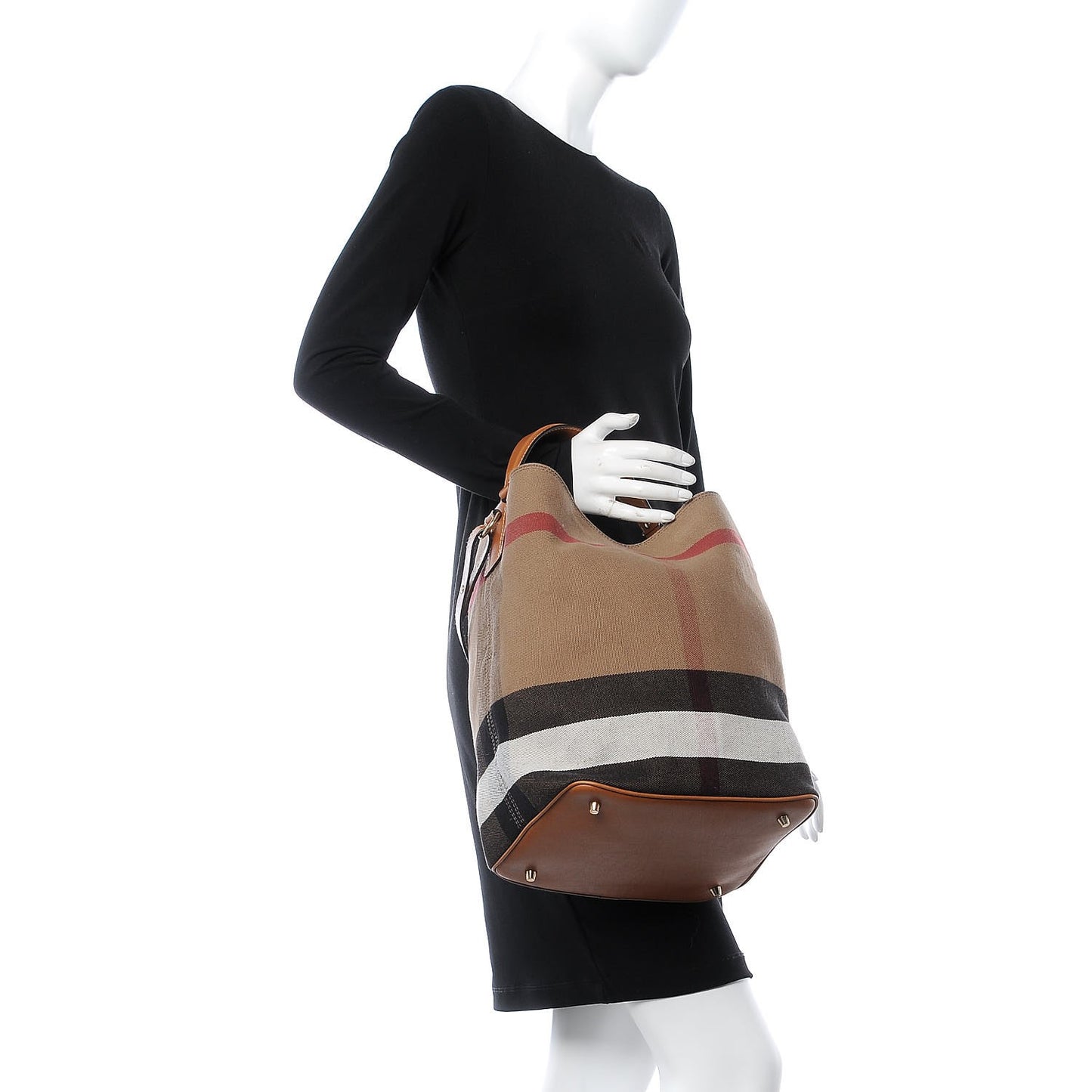 Canvas Mega Check Medium Ashby Hobo Saddle Brown