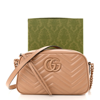 Gucci Calfskin Matelasse Monochrome Small GG Marmont Chain Shoulder Bag Camelia 11 of 11