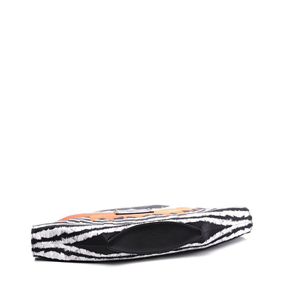 Alexander McQueen Silk Printed De Manta Clutch Red Black White 3 of 9