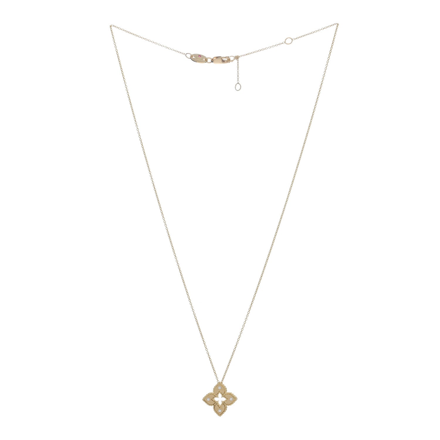 Roberto Coin 18K Yellow Gold Diamond Extra Small Petite Venetian Princess Flower Pendant Necklace 2 of 4