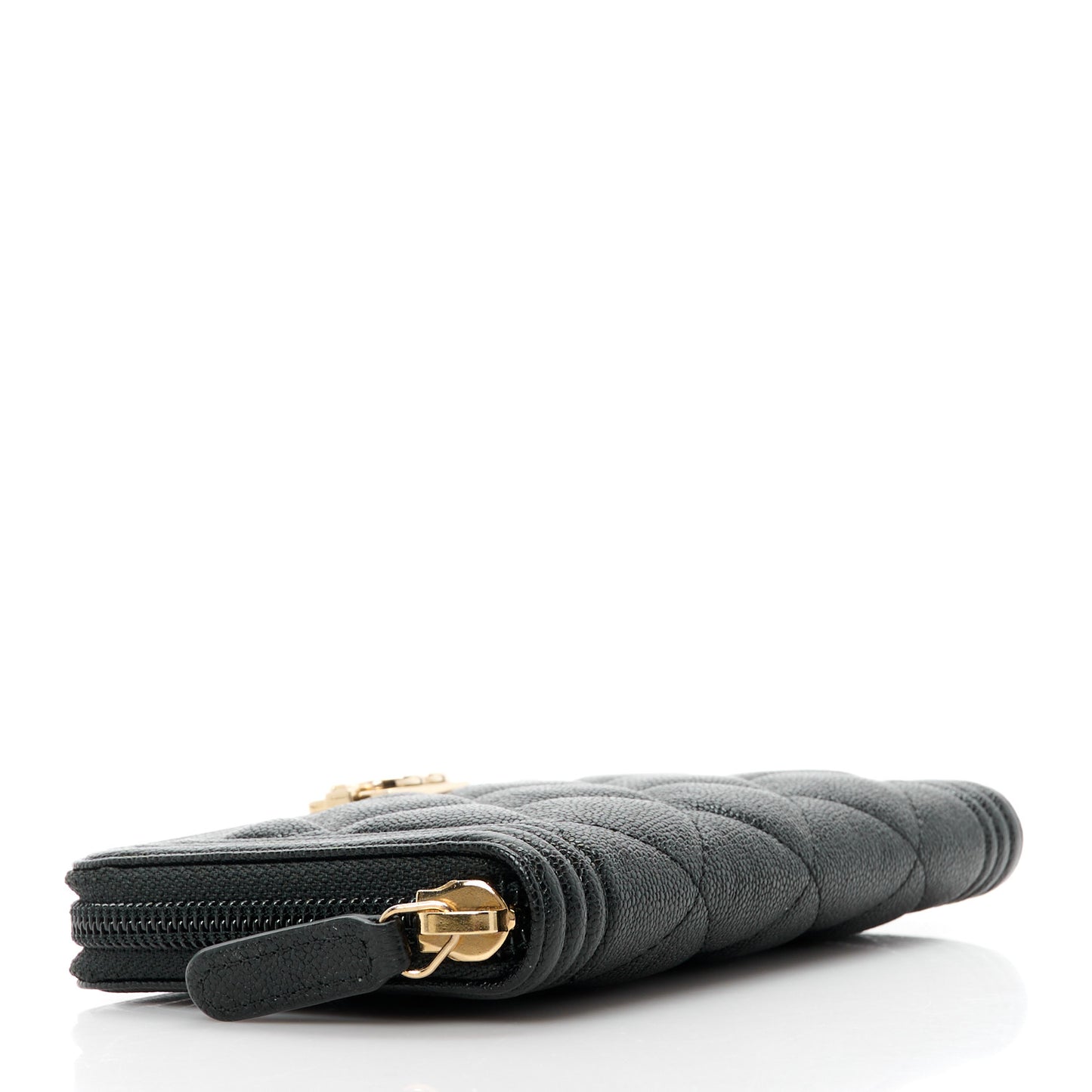 Caviar Quilted Small Boy Zip Around Wallet Black