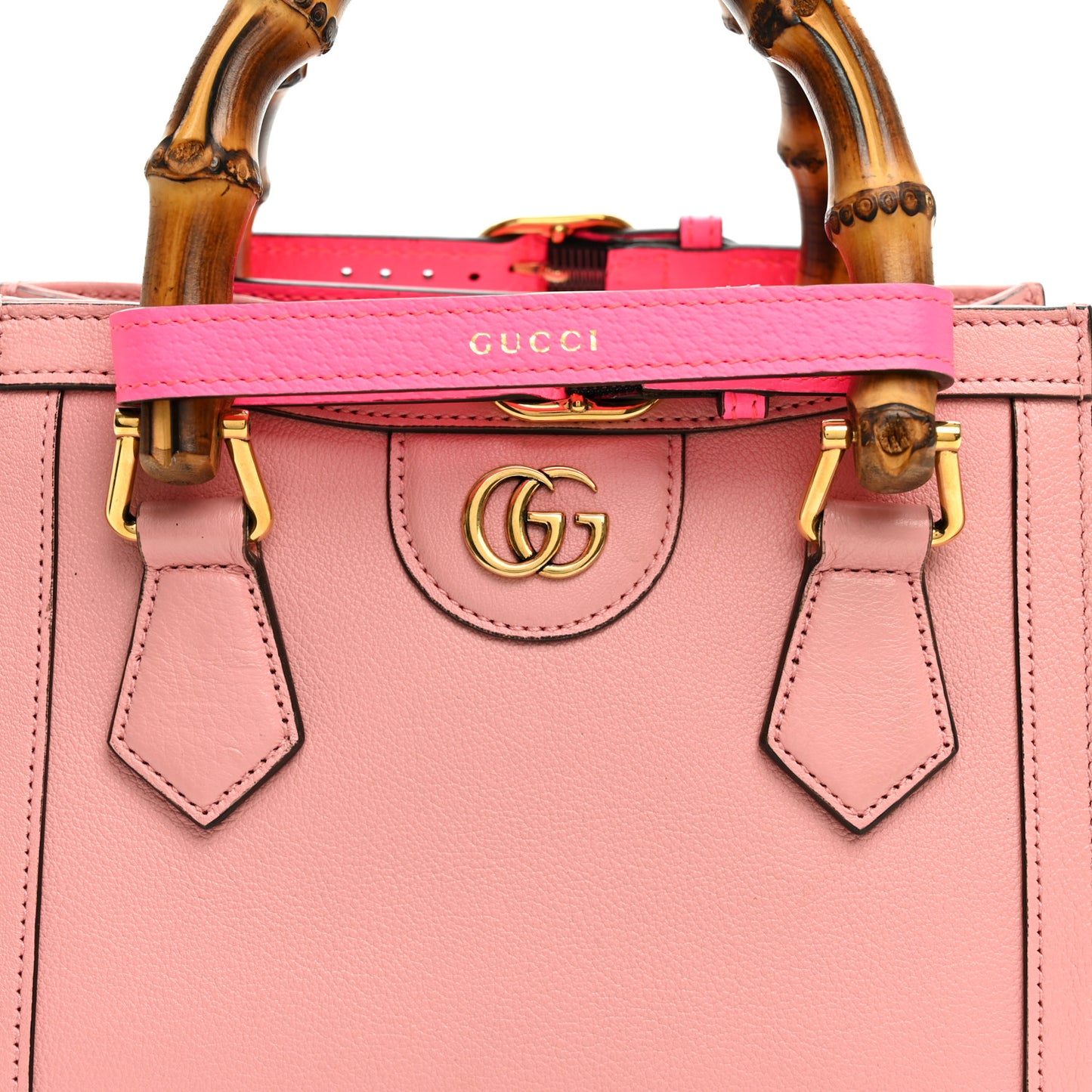 Wonka Grain Calfskin Mini Diana Tote Bag Wild Rose Fuxia Fluo