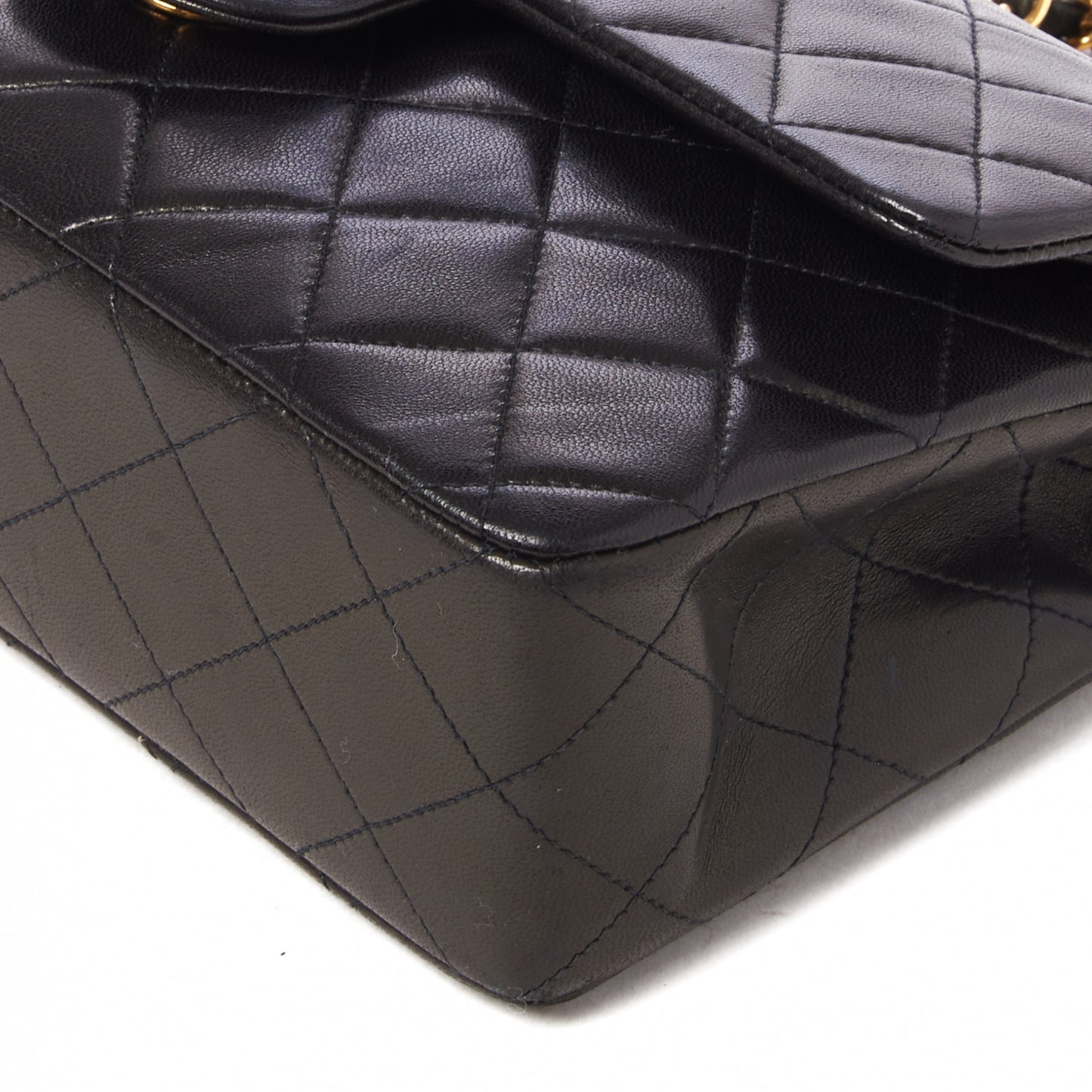 Lambskin Quilted Small Double Flap Black