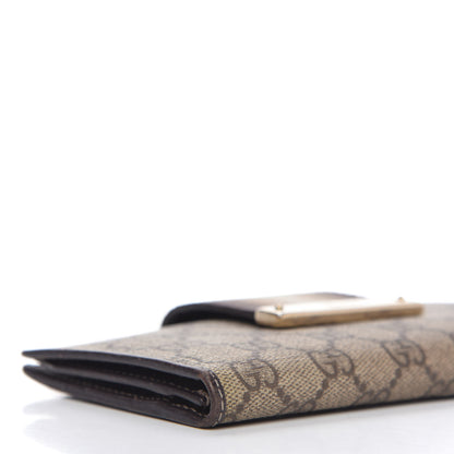 Gucci GG Plus Monogram Calfskin Ladies Web Continental Wallet Beige Ebony Brown 6 of 11