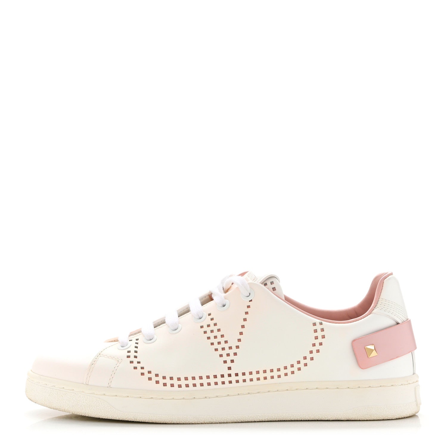 Valentino Garavani Calfskin Womens Backnet Sneakers 38.5 White Pink 1 of 9