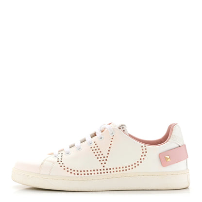 Valentino Garavani Calfskin Womens Backnet Sneakers 38.5 White Pink 1 of 9