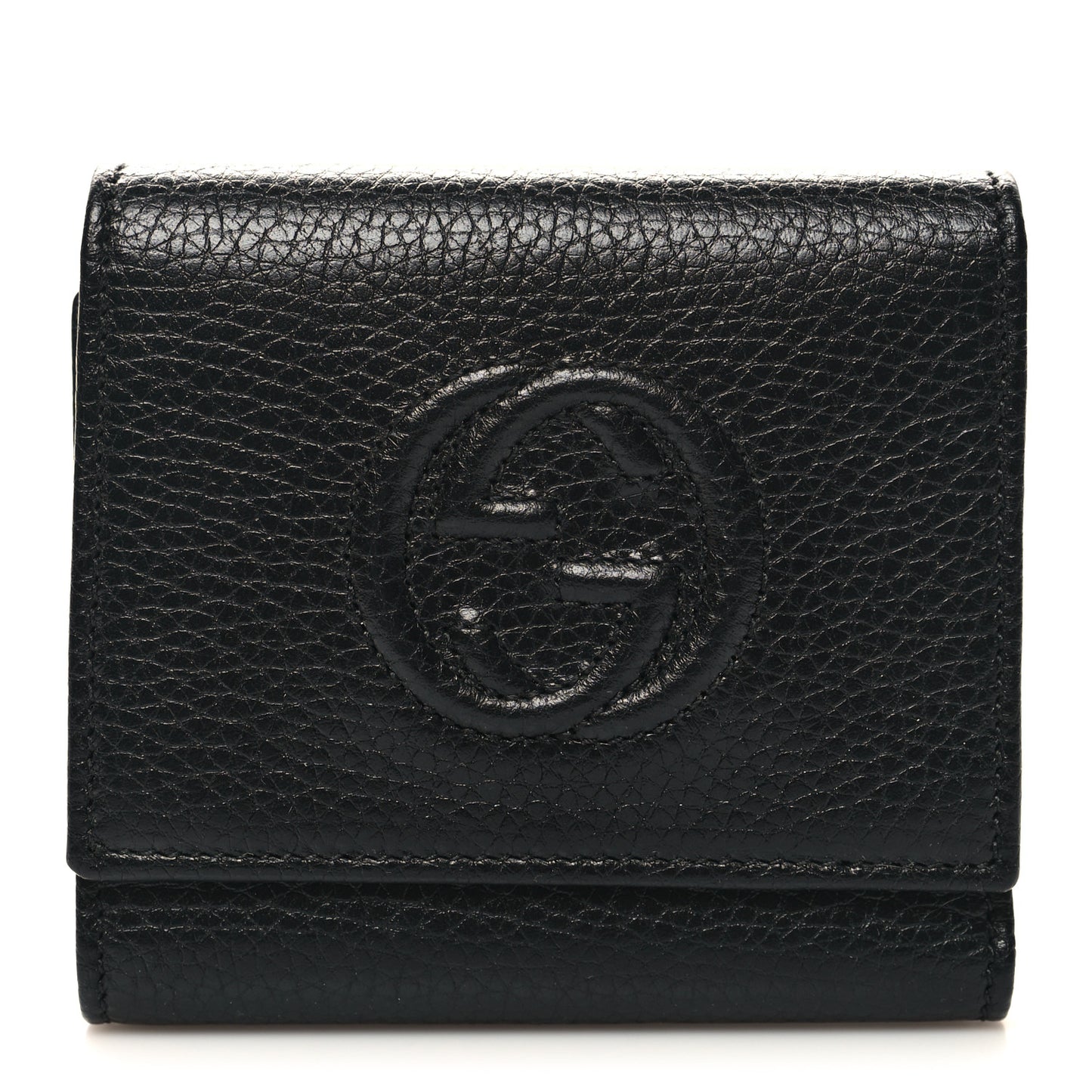 Pebbled Calfskin Soho Compact Flap Wallet Black
