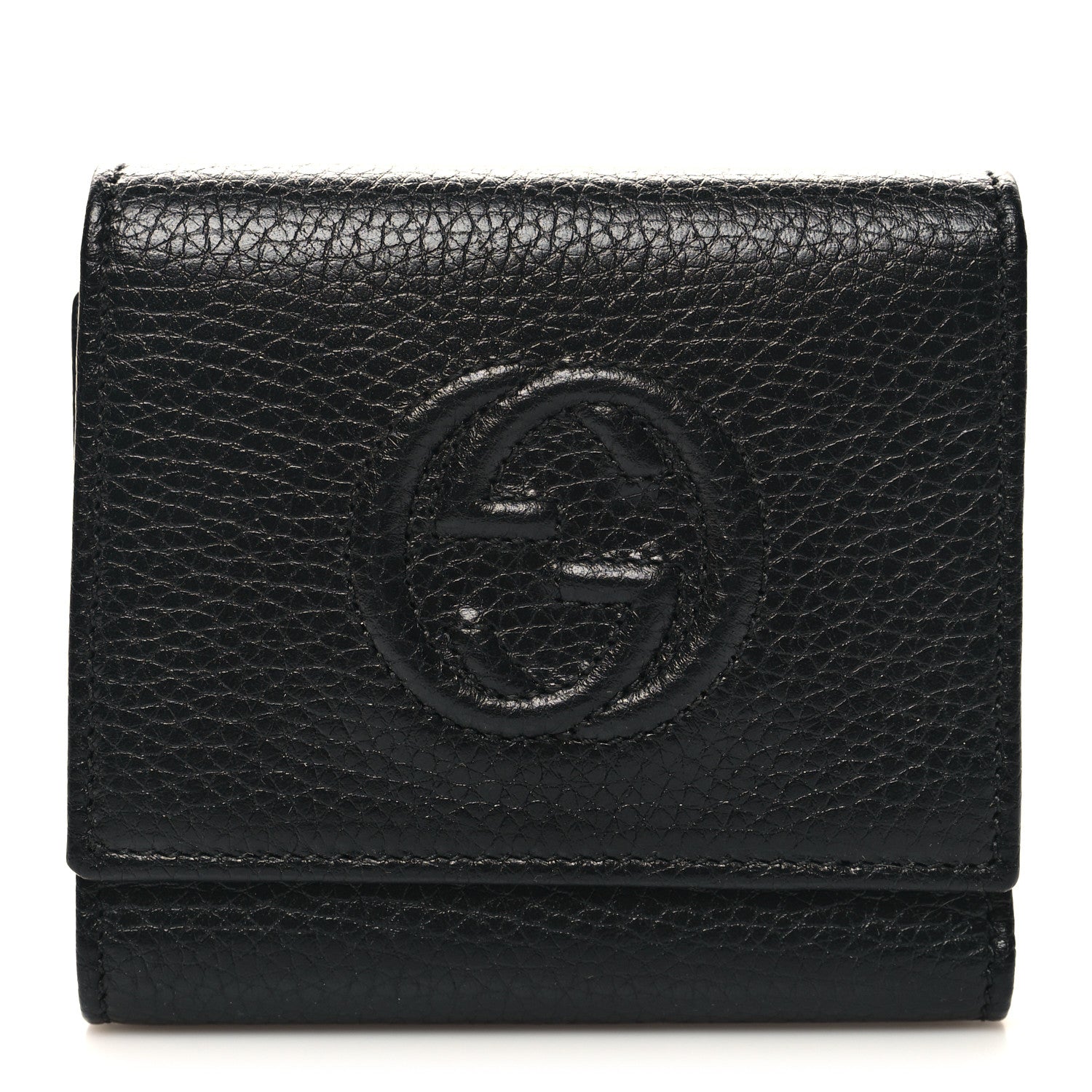 Gucci Pebbled Calfskin Soho Compact Flap Wallet Black 1 of 10