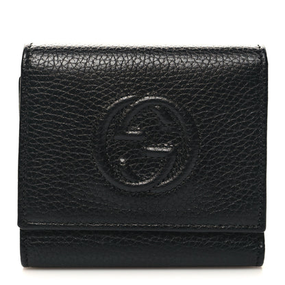 Gucci Pebbled Calfskin Soho Compact Flap Wallet Black 1 of 10