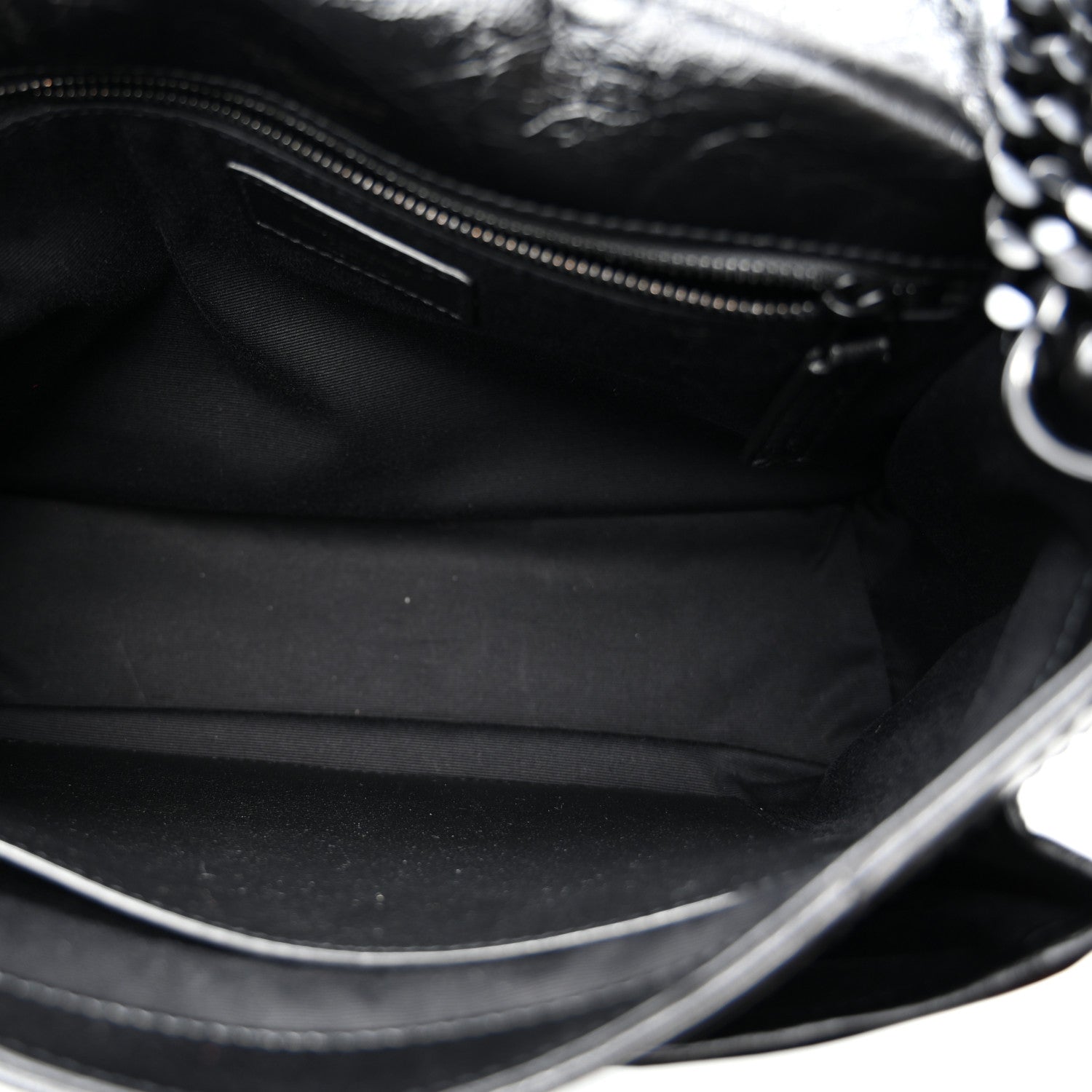 Saint Laurent Crinkled Calfskin Matelasse Monogram Medium Niki Chain Satchel Black 5 of 9