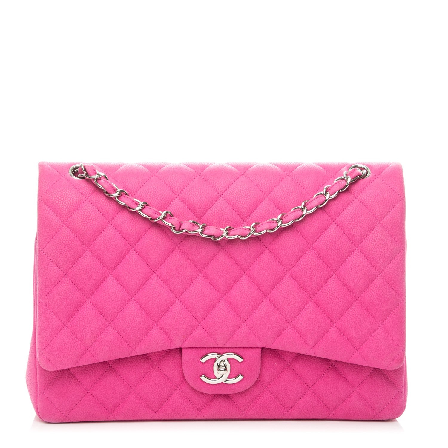 Chanel Iridescent Caviar Quilted Maxi Double Flap Pink 1 of 8