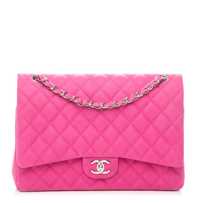 Chanel Iridescent Caviar Quilted Maxi Double Flap Pink 1 of 8