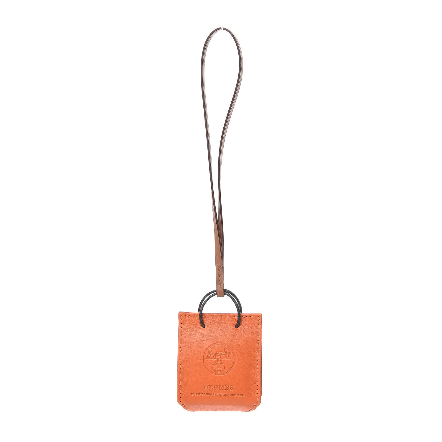 Hermes Milo Lambskin Swift Shopping Bag Charm Feu Gold 1 of 5