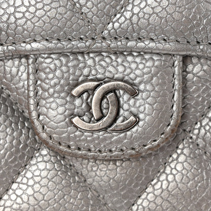 Chanel Glittered Metallic Caviar Quilted Large Flap Wallet Silver 16 of 16